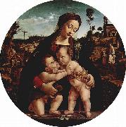 Piero di Cosimo Madonna mit Hl. Johannes dem Taufer, Tondo painting